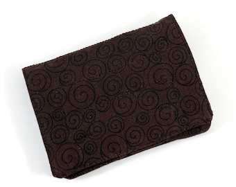 Mini Wallet - Chocolate Brown Swirls  (with Credit Card slots and zipper Coin pocket)