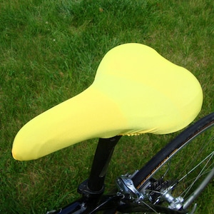 Bicycle Saddle Cover - Bright Yellow - - fits saddles approx: 10”L  x  7”W  x  2”H