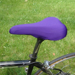 Bicycle Saddle Cover Eggplant / Dark Purple fits saddles approx: 10L x 7W x 2H image 2