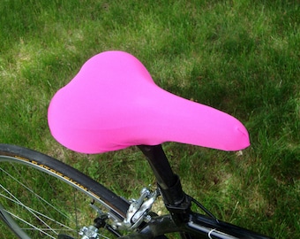 Bicycle Saddle Cover - Bright Pink - fits saddles approx: 10”L x 7”W x 2”H