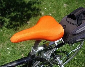 Bicycle Saddle Cover - Bright Orange - fits saddles approx: 10”L  x  7”W  x  2”H