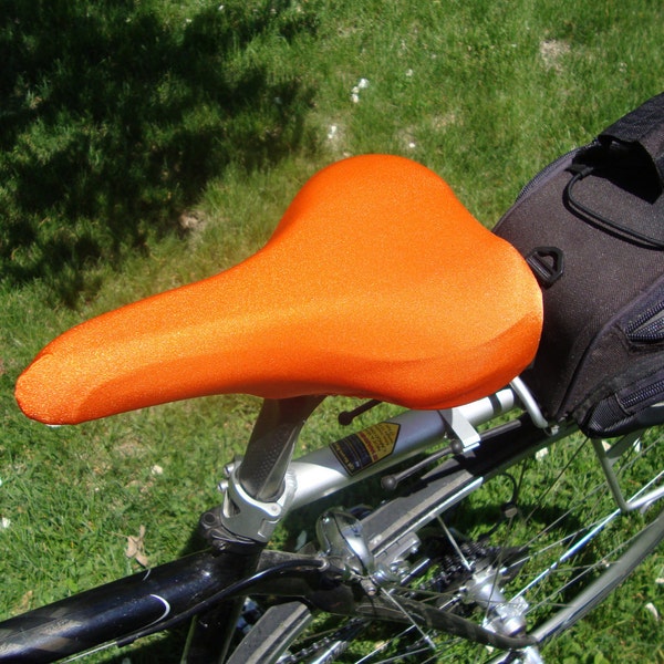 Bicycle Saddle Cover - Bright Orange - fits saddles approx: 10”L  x  7”W  x  2”H