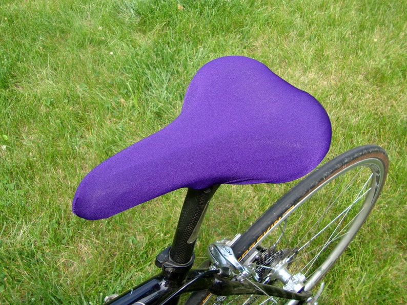 Bicycle Saddle Cover Eggplant / Dark Purple fits saddles approx: 10L x 7W x 2H image 1