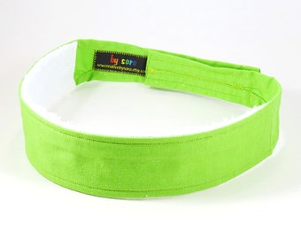 Headband - Lime Green with a bit of sparkle (White Terry) - Adjustable Sweatband / Headband