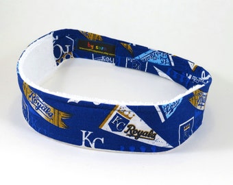 Headband - KC Royals  (White Terry) - Adjustable Sweatband / Headband -  Kansas City Royals Baseball