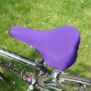 Bicycle Saddle Cover Eggplant / Dark Purple fits saddles approx: 10L x 7W x 2H image 3