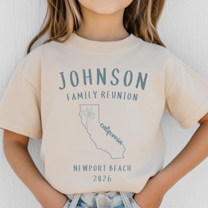 Personlig Kalifornien-familjesemestertröja, matchande familjeåterföreningst-shirts spädbarn småbarn ungdom, Kalifornienresa, familjesemester