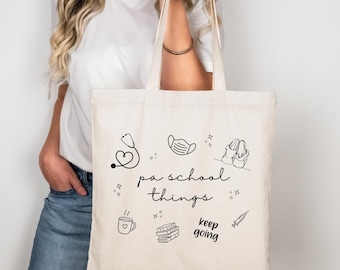 PA School Things Cotton Canvas Tote Bag, Physician Assistant Student Bag, PA Acceptance Gift, Future Physician Assistant, PA Student