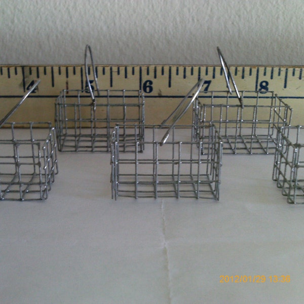 Miniature Wire Baskets -VERY SMALL - Economy Lot of 5 - Handmade