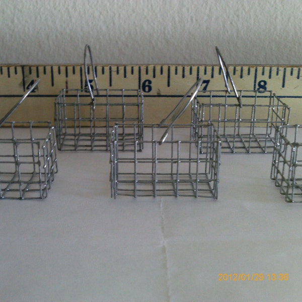 Miniature Wire Baskets - Economy Lot of 5 - VERY SMALL - Handmade