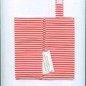 Tea Bag Wallet, RED/WHITE Stripes, Four Pockets, Handmade,  Holds Tea & Sweetener - Also Travel Jewelry Wallet