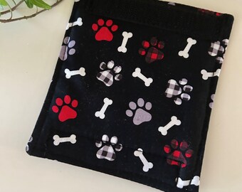 Luggage Handle I.D.,  PAWS and BONES,  Luggage Tags, Handmade Cloth, Luggage Handle Covers, Travel Bags