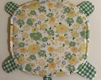 Turtle Floor Mop, GREEN FLORAL, Cleaning Supplies, Spill Catcher, Eco-friendly, Handmade, Reusable, Machine Wash