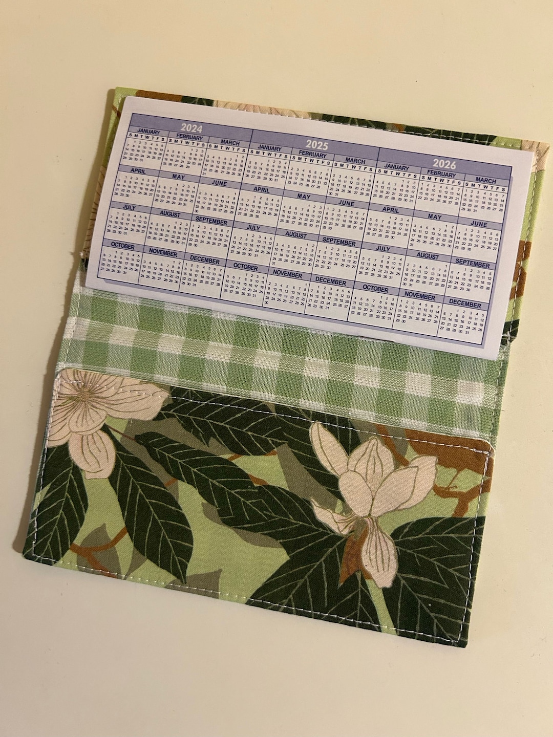 Checkbook Cover, GREEN FLORAL, Includes Current Dated Check Register ...