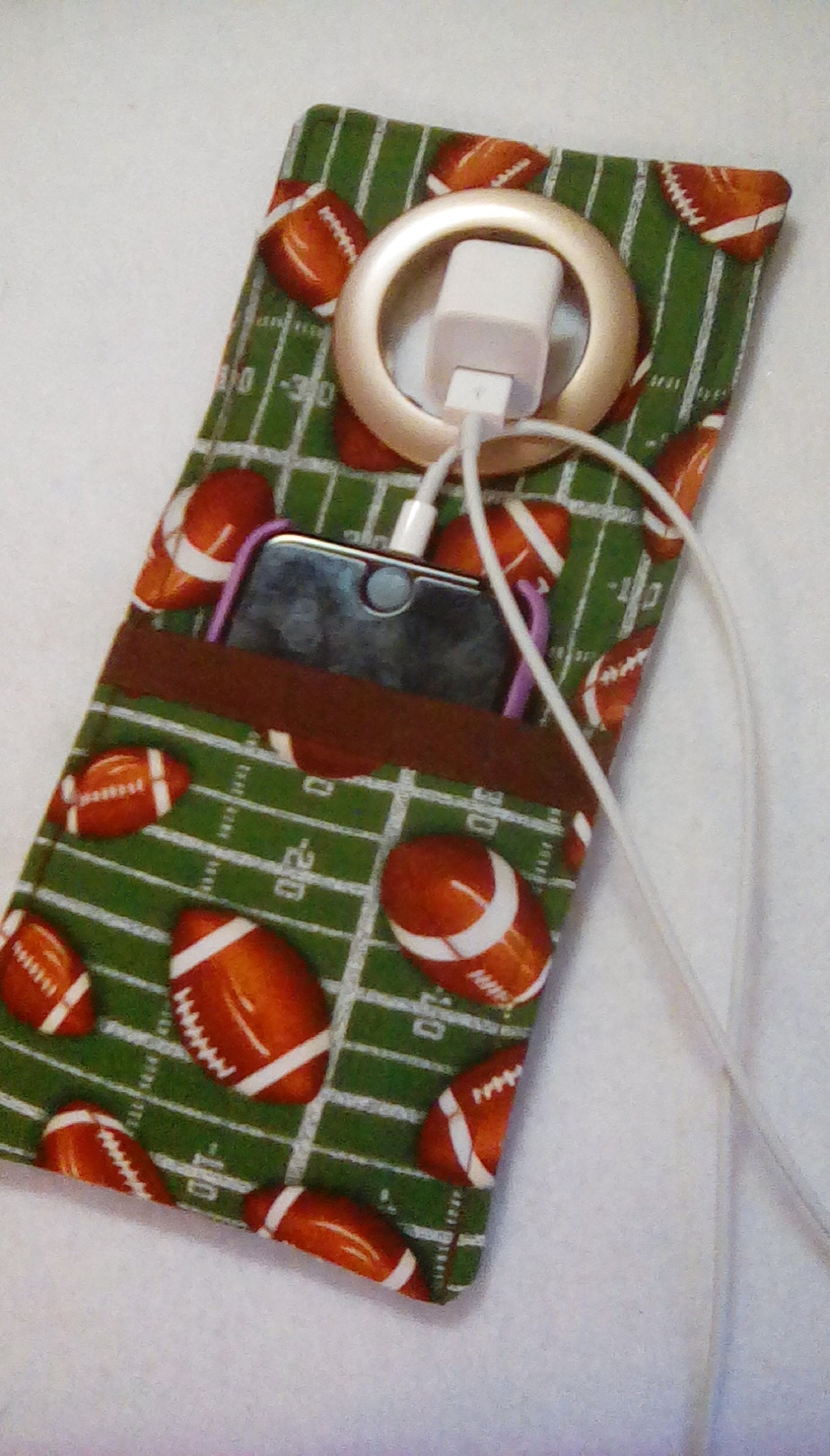 Wall Socket Fabric Cell Phone Holder PHONE Charger Holder FOOTBALL Handmade Phone Charging Pocket iPhone Accessories Wall Socket Fabric Cell Phone Holder PHONE Charger Holder FOOTBALL Handmade Phone Charging Pocket iPhone Accessories