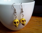 Skull Earrings Yellow Sugar Skull Earrings Howlite