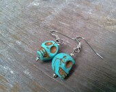 Turquoise Sugar Skull Earrings Howlite