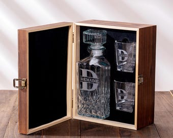 Personalized Whiskey Decanter, Engraved Whiskey Glasses, Groomsmen Gifts, Groomsman Gift Idea