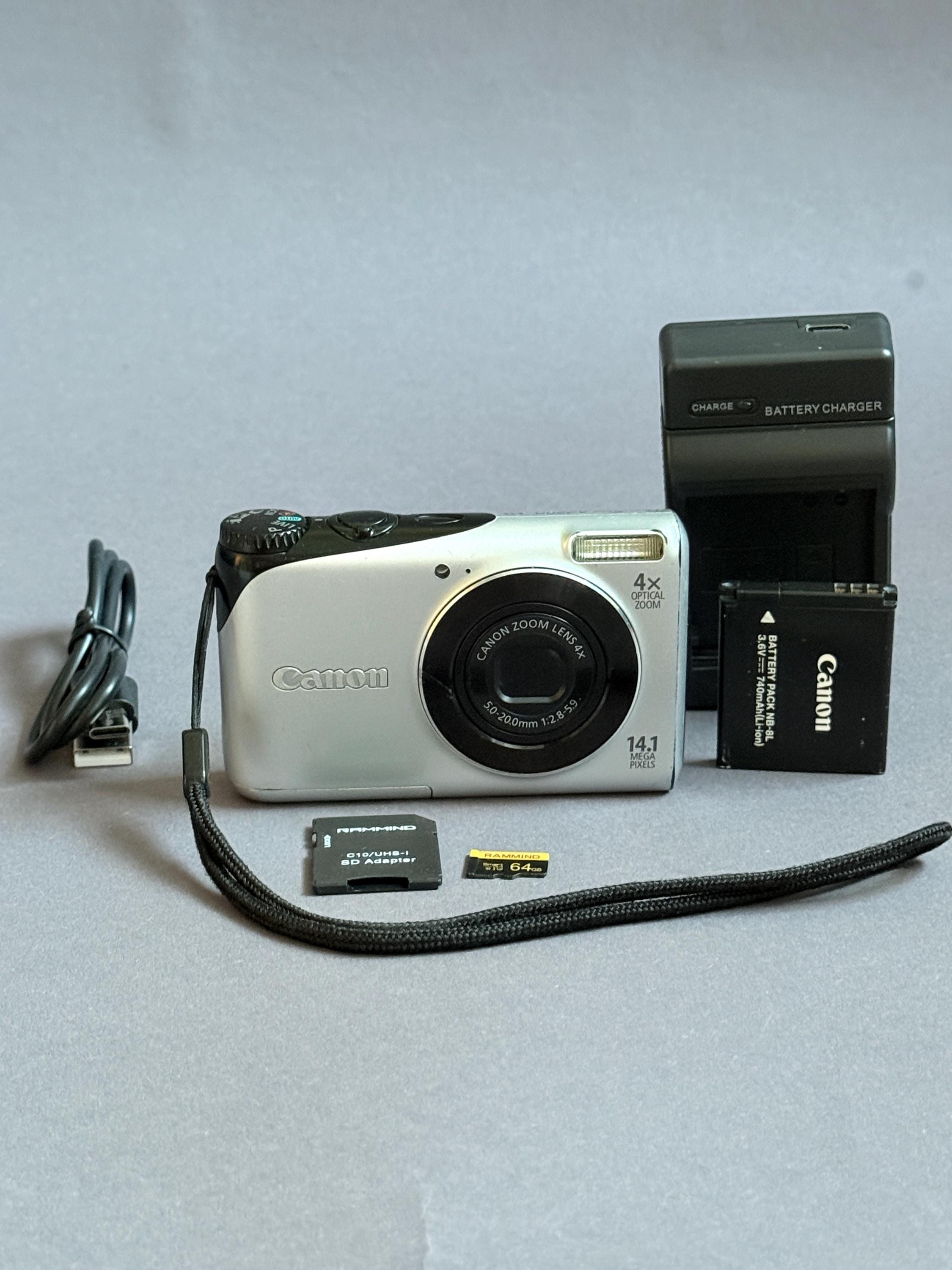 Canon Powershot A2200 IS: Silver Digital Camera 14.1MP (64GB SD