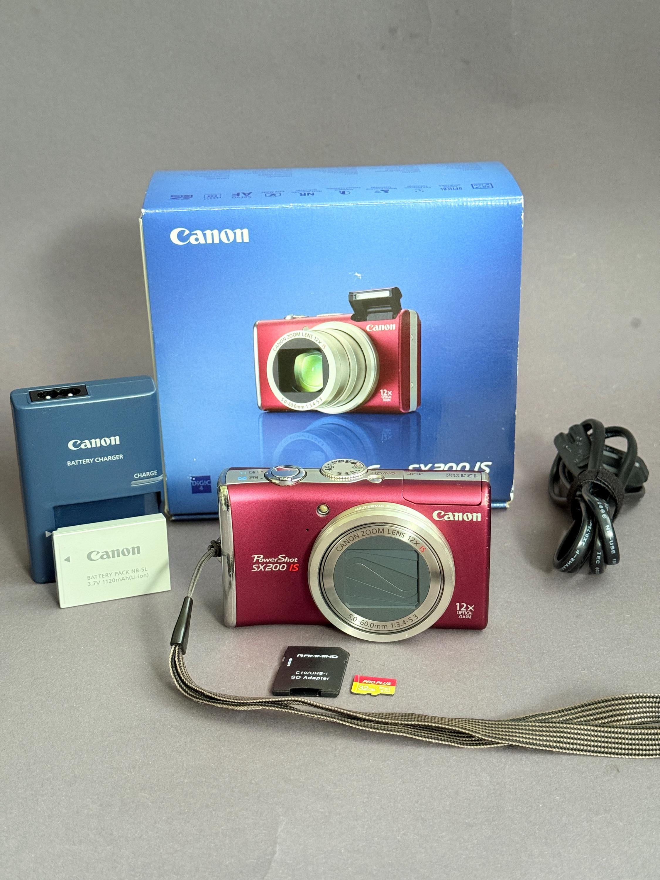 Canon Powershot SX200 IS: Red Compact Digital Camera (32GB SD) - Etsy