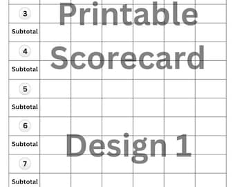 Tarjetas de puntuación imprimibles para el juego de cartas Play Nine, hoja de puntuación Play 9, archivo imprimible, 2 diseños