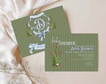 Invito per baby shower con anatra germano reale