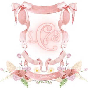 Custom Watercolor Name Crest. Digital File.