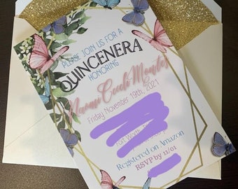 Inviti per Quinceanera personalizzati. Download digitale