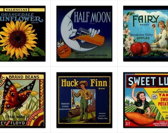 Vintage Food Ads Ceramic Tiles Set of 6 Decorative Border Backsplash Back Splash Art