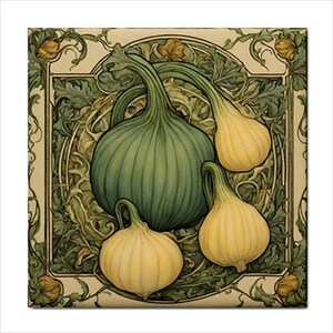 Vegetable Ceramic Tile Art Nouveau Food Kitchen Craft Kitchen ...