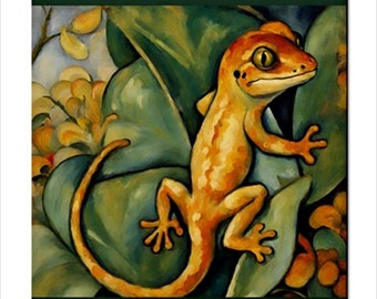 Gecko Lizard Ceramic Tile Art Backsplash Home Wall Decor 4.25x4.25 Inches