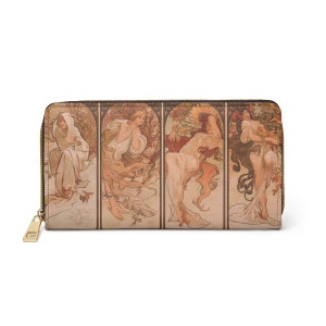 The Seasons Art Nouveau Zipper Wallet Alphonse Mucha