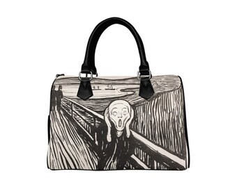 The Scream Boston Handbag 13x9 Inches Canvas PU Leather Vegan