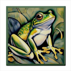 Frog Ceramic Tile Art Nouveau Style Backsplash Home Wall Decor 4.25x4.25, 6x6 or 8x8 Inches