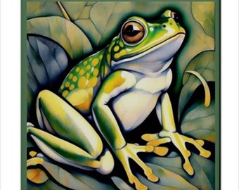 Frog Ceramic Tile Art Nouveau Style Backsplash Home Wall Decor 4.25x4.25 Inches