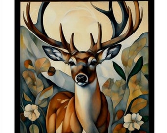 Art Nouveau Deer Ceramic Tile: Home Backsplash Decor