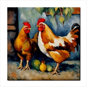 Chickens Ceramic Tile Art Backsplash Home Wall Decor 4, 6, or 8 Inch Sizes