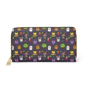 Alice In Wonderland Characters Pattern Faux Leather Zipper Wallet