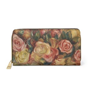 Roses Flowers Zipper Wallet Faux Leather Pierre Auguste Renoir Art
