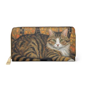 Ladies Wallet Cat Art Nouveau Klimt Style Cruelty Free Faux Leather