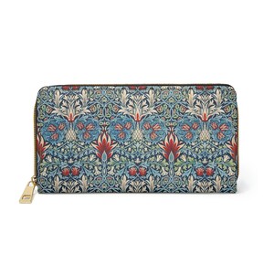 Blue Zipper Wallet Art Nouveau Floral Pattern Snakeshead By William Morris