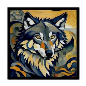 Wolf Ceramic Tile Art Nouveau Style Backsplash Home Wall Decor 4x4, 6x6 or 8x8 Inches