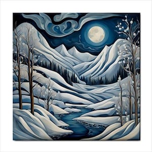 Arctic Moon Ceramic Tile Backsplash Home Wall Decor Art Inches Snow Art