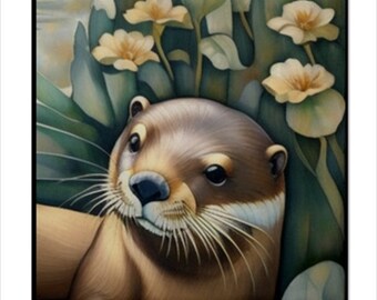 Otter Ceramic Tile: Art Nouveau Style Home Decor