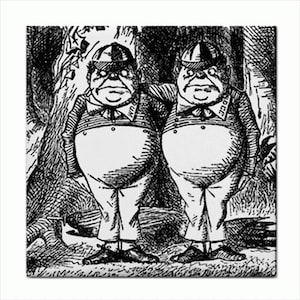 Alice In Wonderland Tweedle Dee and Tweedle Dum Decorative Ceramic Tile