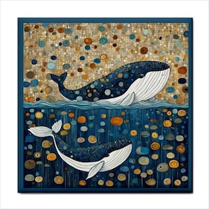 Whales Ceramic Tile Backsplash Home Wall Decor Art 4.25 Inches