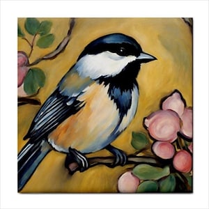 Chickadee Bird Ceramic Tile Art Backsplash Home Wall Decor