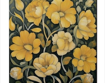 Yellow Wildflowers Ceramic Tile Art Nouveau Style Backsplash Home Wall Decor 4.25x4.25 Inches