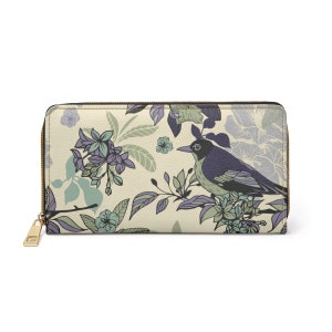 Bird In Tree Art Zipper Wallet Faux Leather