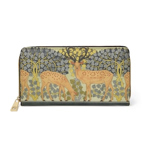 Art Nouveau Deer Zipper Wallet Faux Leather Maurice Pillard Verneuil